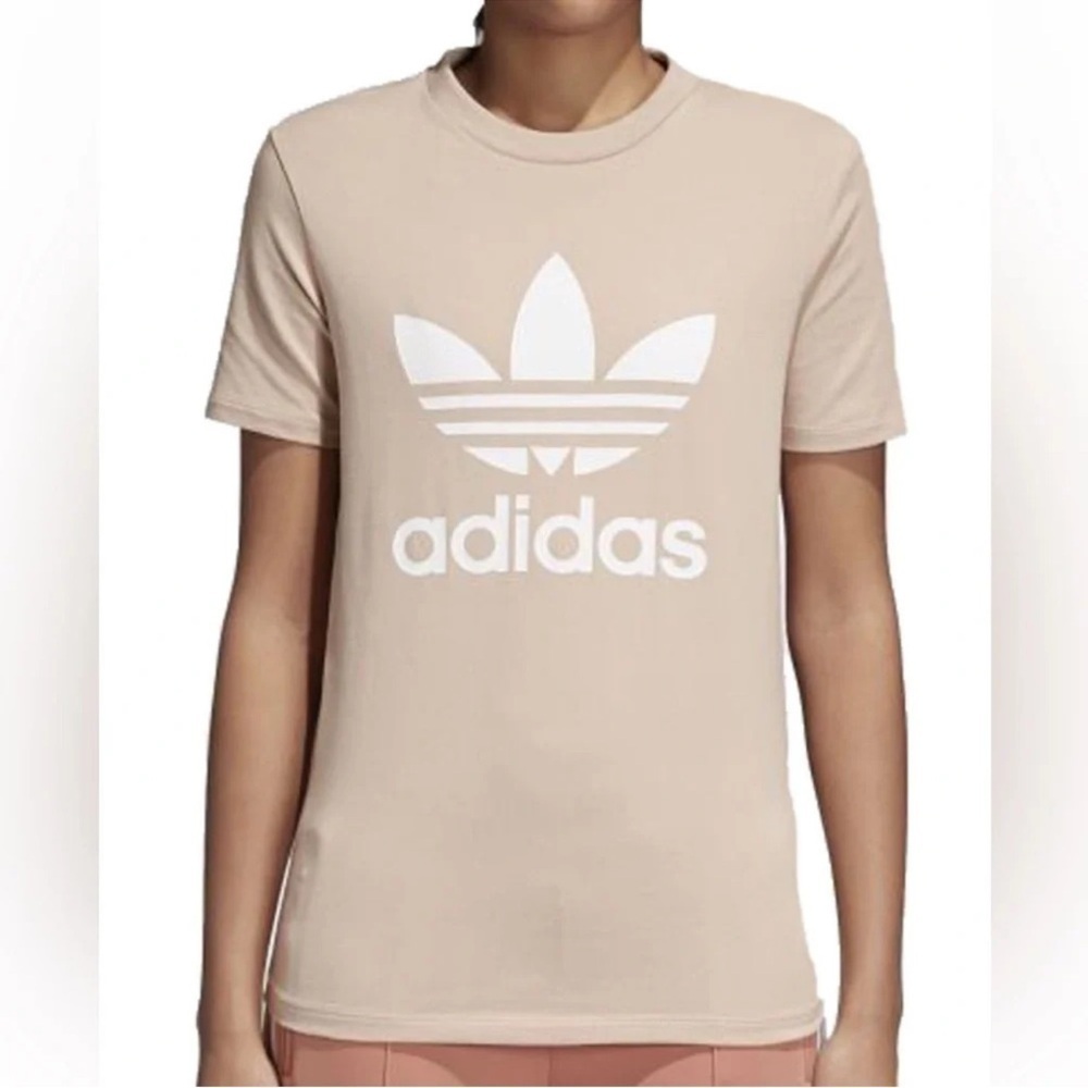 Adidas Trefoil T-Shirt with Logo XS Short Sleeve Ashpea/White.    # (2)